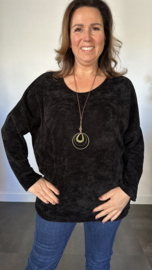 Baby rib sweater met ketting zwart