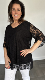 Kanten blouse Ilse +SIZE zwart
