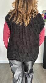 Mouwloos vest met knopen zwart