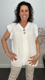 Shirt Britt met knopen en ruche Ecru