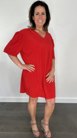 Tuniek / jurk Gina travel met pofmouw rood