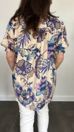 Blouse  Kristel met pofmouw blauw