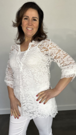 Kanten blouse Kyra 2-delig wit
