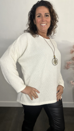 Velvet trui Molly + Ketting Ecru