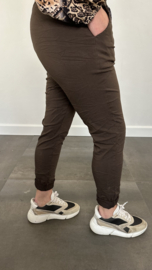 Comfy joggjeans donker bruin +SIZE