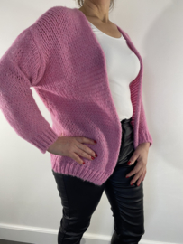 Kort grof gebreid vest roze