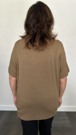 Satijn look shirt Raso met ketting cognac gold