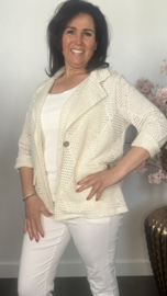 Opengewerkte blazer Ecru