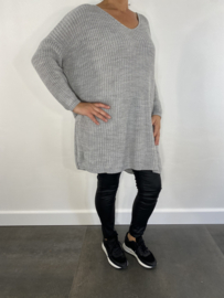 Grof gebreide oversized trui licht grijs