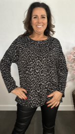 Panter sweater Maud Zwart/grijs