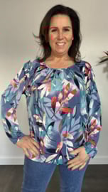Ballon shirt met elastiek maartje blauw