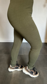 Legging met fleece gevoerd army