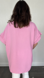 Shirt Kelly crepe met plissé strook pink