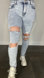G-smack high waist jeans met scheuren