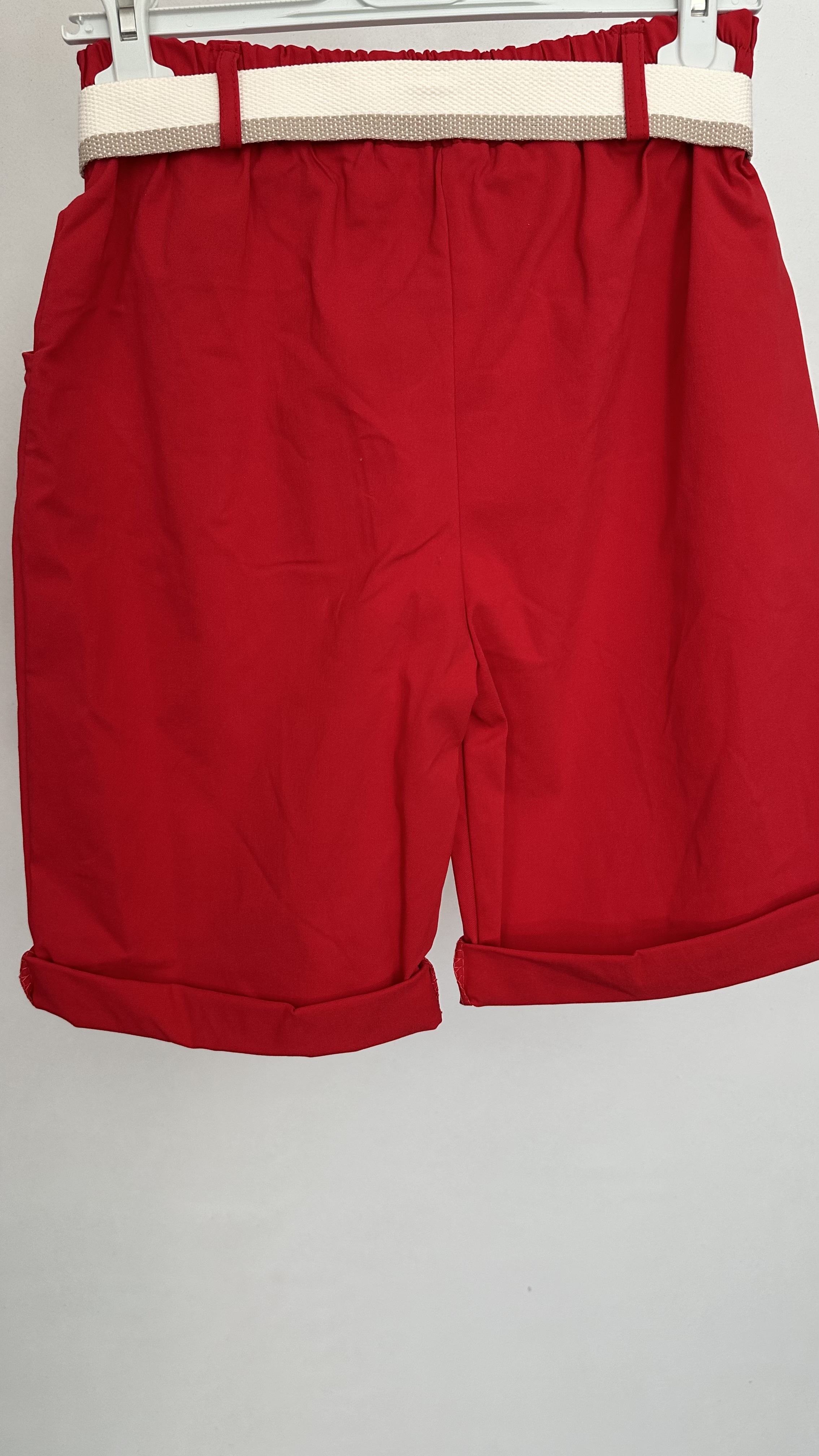 Bermuda stretch broek rood