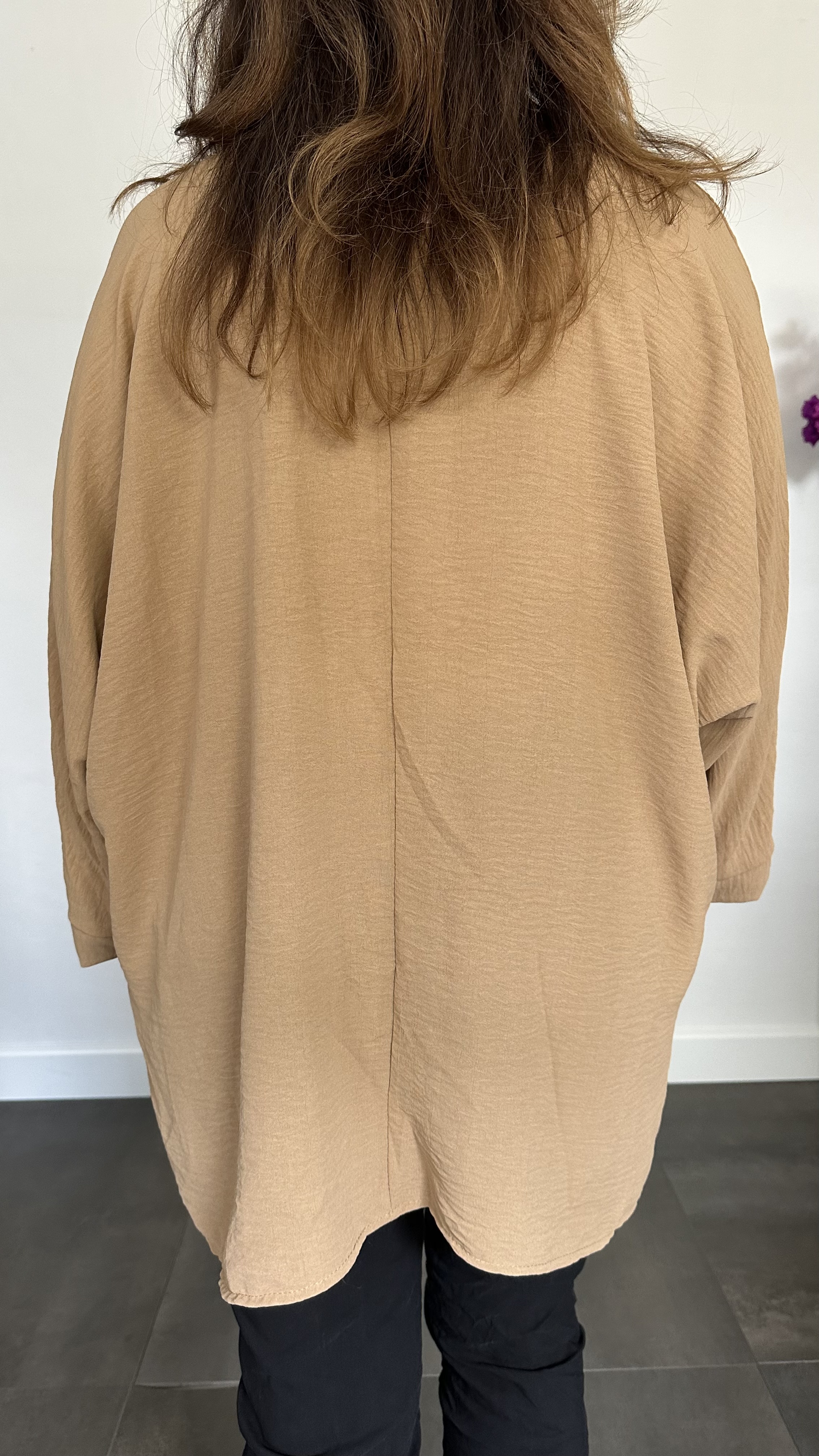 Crepe shirt hearts +SIZE camel