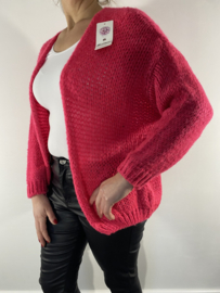 Kort grof gebreid vest fuchsia