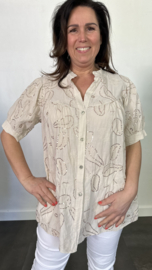 Blouse Isabella bling zand +SIZE