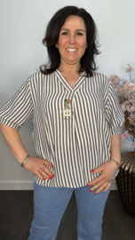 Top Mira gestreept + ketting Zwart