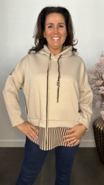 Sweater met capuchon /streep Zand