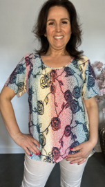 Ballon shirt met elastiek Coloured Roses