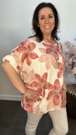 Gebloemd shirt Vera met ketting Roze