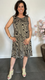 Hemdjurk Labyrinth taupe/zwart