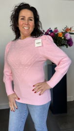 Fijn gebreide trui Julia met pofmouw Pink