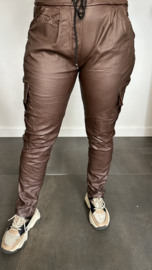 Cargo joggjeans leatherlook coating bruin/choco