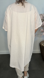 Broderie tuniek met knoop Roze