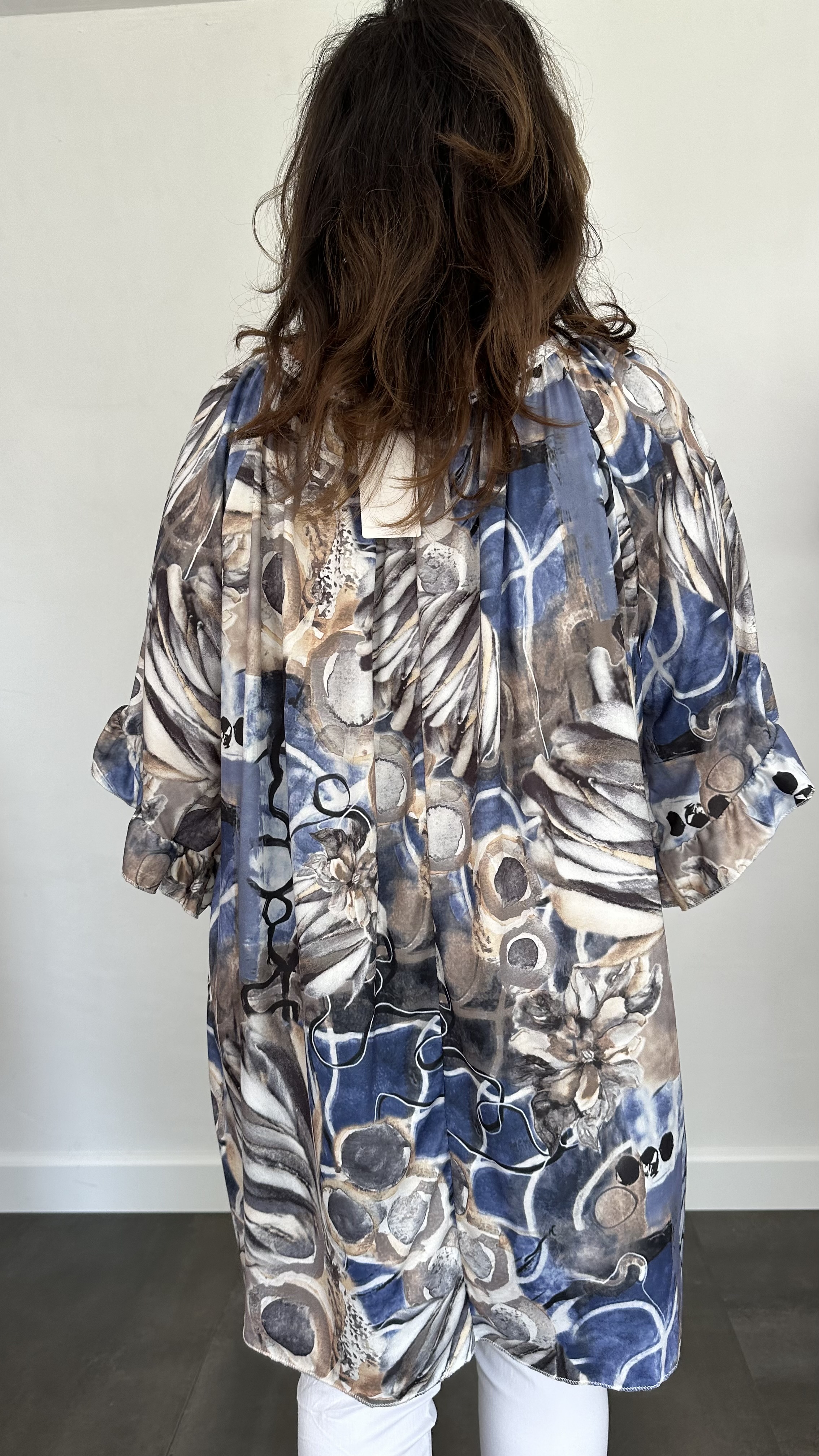 Tuniek Anita +SIZE soft flower rocks blauw