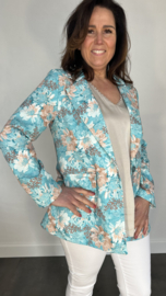 Blazer gebloemd turquoise