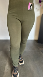 Legging met fleece gevoerd army