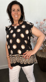 Top Dotty met ruche Zwart