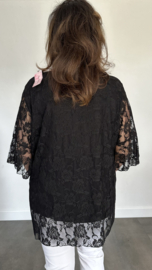 Kanten blouse Ilse +SIZE zwart