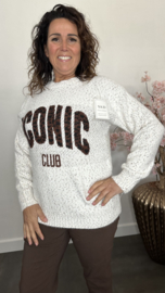 Gebreide trui Iconic Ecru/Bruin/Camel