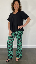 Broek met wijde pijpen tijger groen