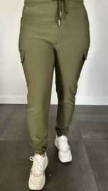 Cargo jogger in travel stof met elastiek army
