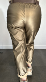Lederlook broek met riem Brons