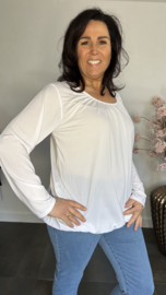 Ballon shirt travel met elastiek wit