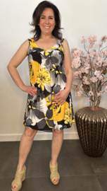 Jurkje met V-hals Gebloemd geel