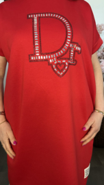Sweaterdress Dianne bling Rood