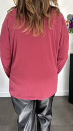 Ribbel shirt met knopen bordeaux