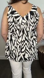 Ballon top met V-hals Scratched zebra zwart