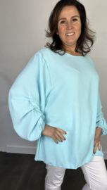 Lange top met gesmokte mouw +SIZE mint