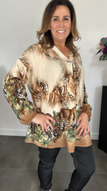 Blouse met panters beige/zand