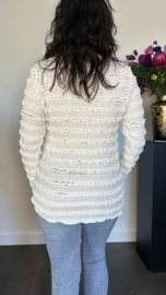 Top met v-hals ruffles Ecru