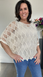 Gehaakte top Ibiza ruit ecru/ beige
