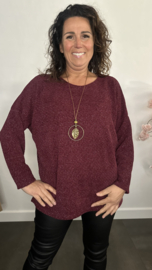 Velvet trui Molly + Ketting Bordeaux
