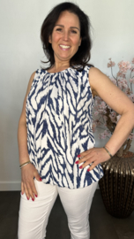 Ballon top scratched zebra blauw/wit